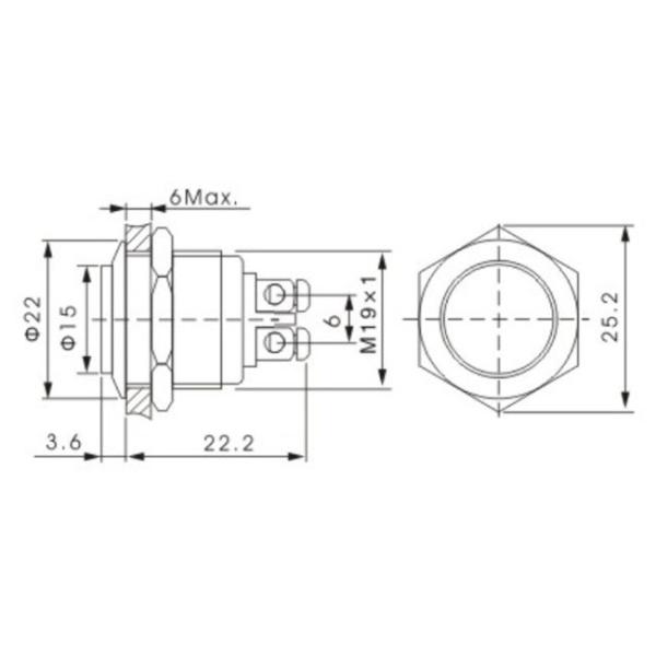 Momentary Car Push Button Switch Anti Vandal Stainless Steel 19mm High Head