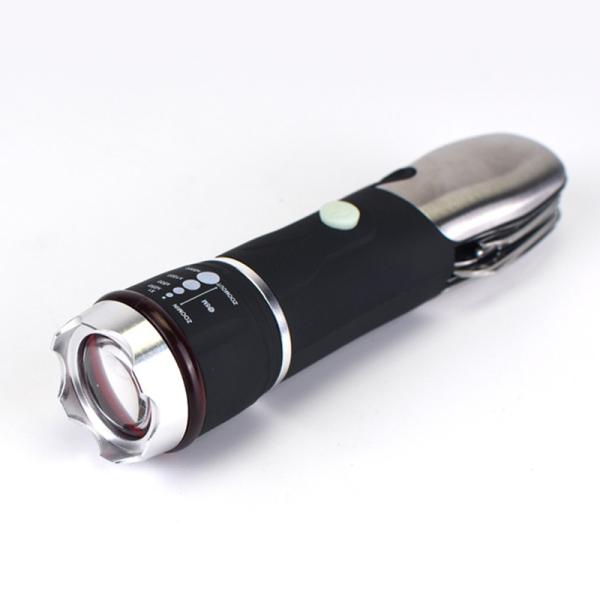 8 Hours Lighting Period FL019 Portable LED Torch Light with Emergency Hammer and Tactical Knife