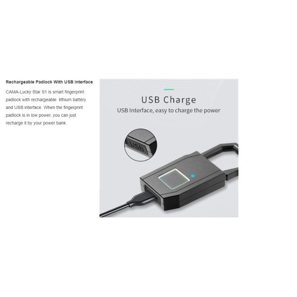 Aluminium Alloy Fingerprint Padlock Smart Biometric Lock For Gym Locker Lock