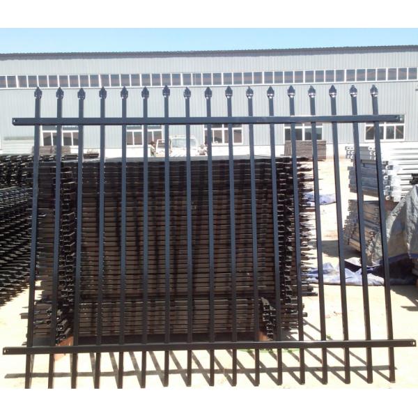 Powder Coating Black Garrison Metal Security Fence Panels2.1MX2.4M Rails 40mm