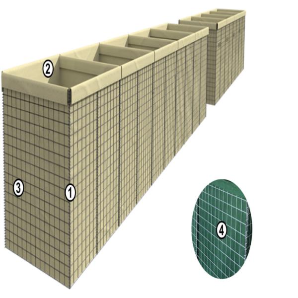 Galfan Coated Defensive Hesco Barrier Easily Assembled 50 X 50mm