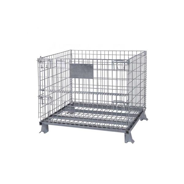 Long Lasting Foldable Stackable Wire Mesh Container Metal Bin Storage Cage
