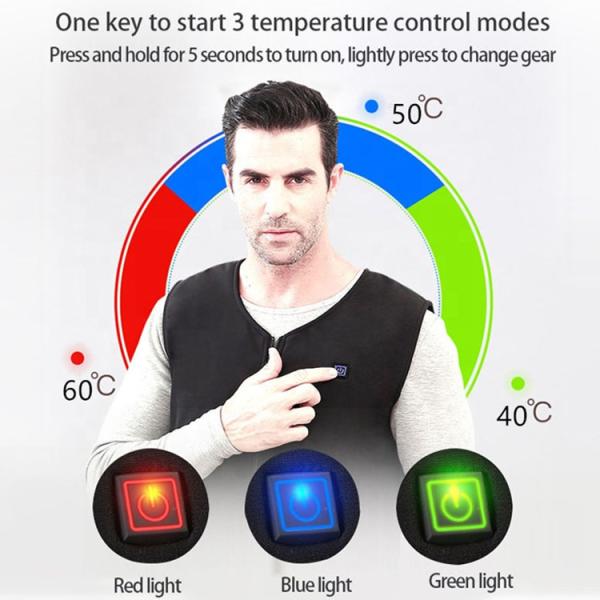 7.4V DC Rechargeable Heated Vest 3 Heating Zones Polyester Spandex Surface