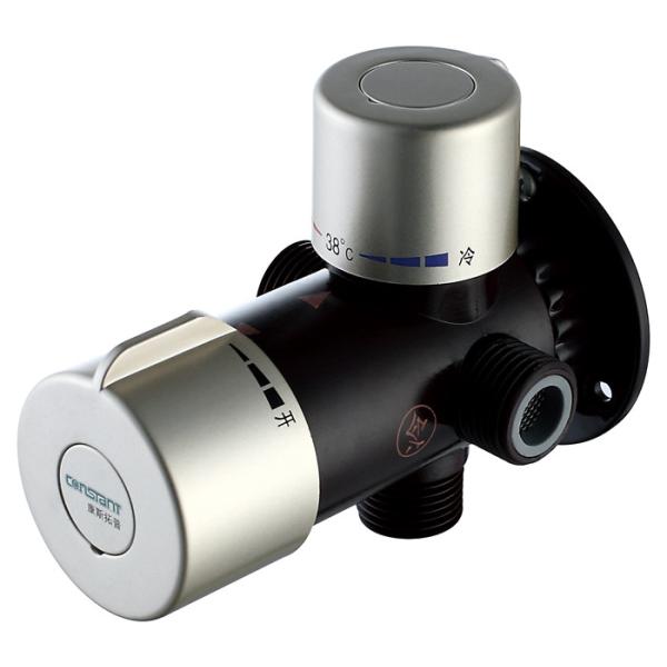 Brown Body Thermostatic Water Mixing Valve , 35 Double Switch Thermo Shower Valve