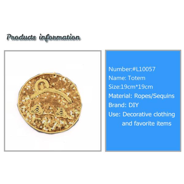 Emoji Totem Reverse Sequin Patch Golden Round Special Design 19*19CM Size