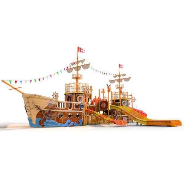 Fiberglass Material Water Playground Equipment / FRP Pipe Pirate Ship Slide