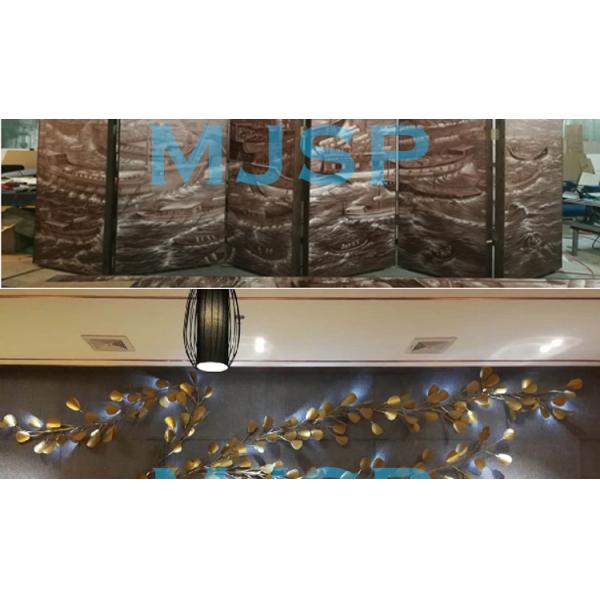 Round Abstract 3D Metal Art Painting Handmade Ink Paintings Wall Arts With Frame