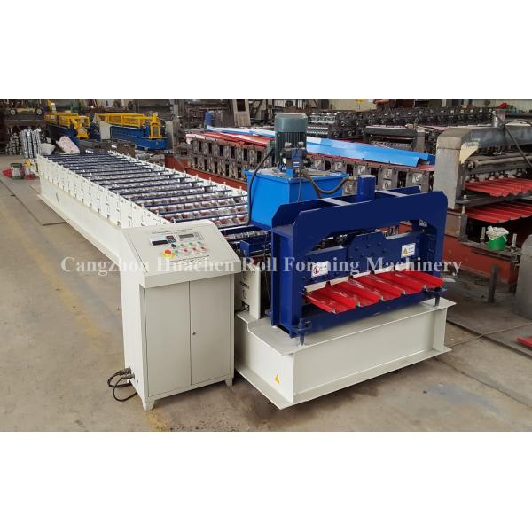 0.5-0.8mm Roofing Sheet Roll Forming Machine , Roof Panel Roll Forming Machine Hydraulic Cutting