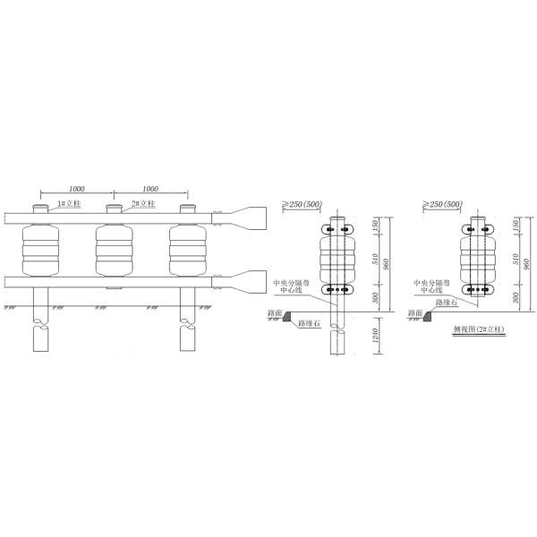 Road Traffic Safety Anti-Collision Roller Barrier Guardrail ISO9001 2008 Certified