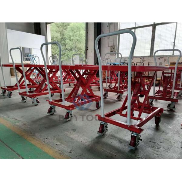 Spring Activated Manual Scissor Lift Trolley 210kg Capacity Manual Lift Platform