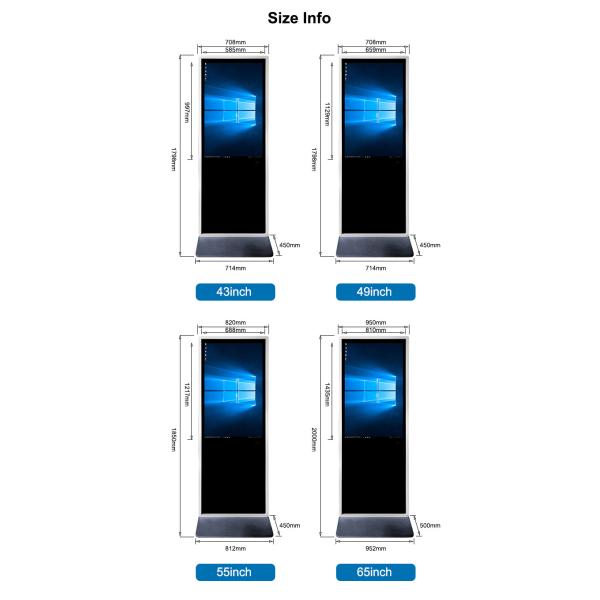 Intelligent Interactive Touch Screen Display Kiosk 65" With Slim Body Indoor Standalone
