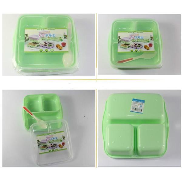 Reusable PP 3 Compartment Bento Lunch Box 1000ml