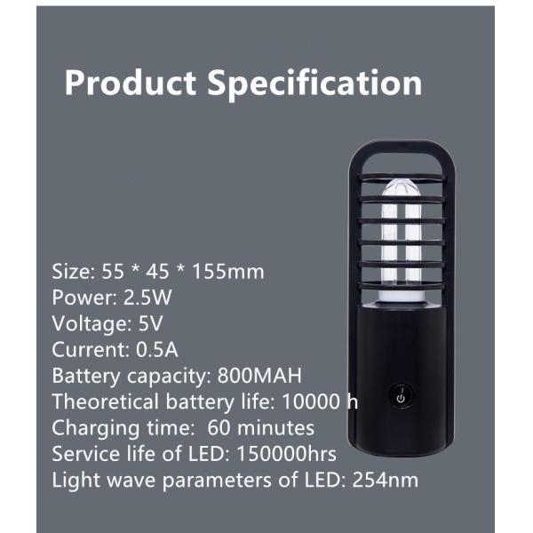 USB Charging UVC LED Lamp 5V 0.5A Sterilizing Wavelength 254nm DL-UGD-2.5W
