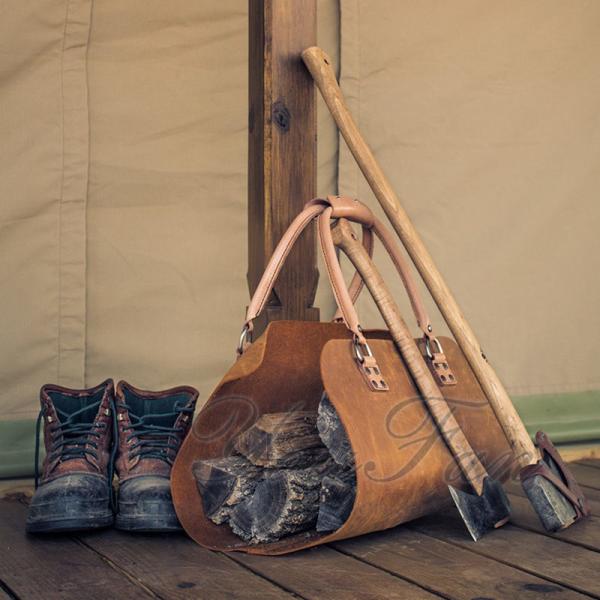 Luxury Leather Log Carrier Bag Scratch Resistant With Side Open Design