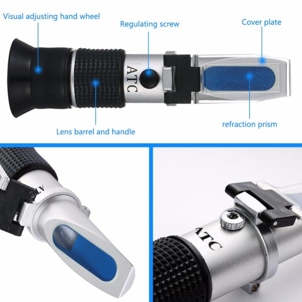 Handheld Wide-range 0-90% Brix Refractometer Honey Sugar Content Specific Measurement Tool use of Sugar Food Fruit Bever