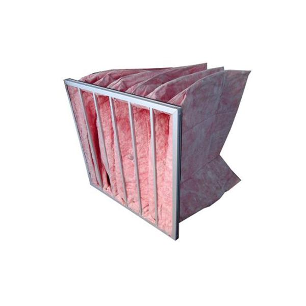 Glass Fiber Medium F5 F6 Bag Filter With 8 Pockets Green Yellow