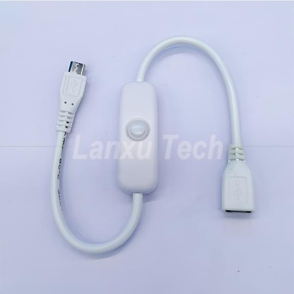 USB Micro B Male to Female Extension on off Push Button 501 Switch Cable