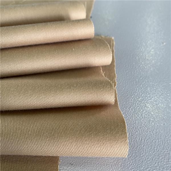 Soft Peached Khaki 150GSM Polyester Spun Yarn Fabric For Women's Blouses and Uniforms