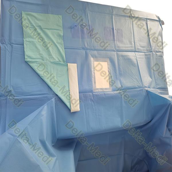 Thyroid Disposable Surgical Drapes With Square Fenestration And Tube Holders