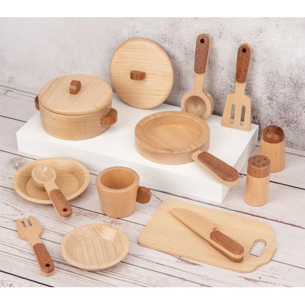 Children'S Log Wooden Kitchen Toy Set Simulation Mini Educational