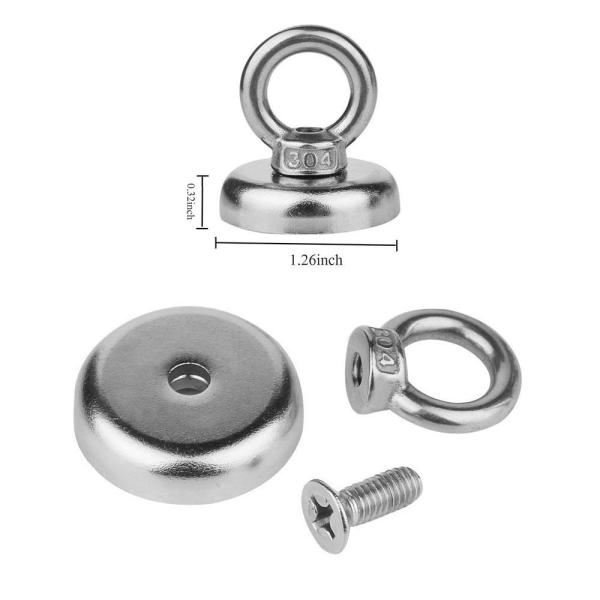 Kellin Neodymium Pot Magnet 1.26''D X 1.38''H Powerful Heavy Duty Neodymium Magnetic Hooks with Eyebolt Strong Permanent