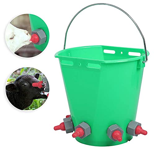 8L Capacity Lamb Sheep Milk Feeder Bucket Plastic Multiple Nipples Calf Milk Bucket
