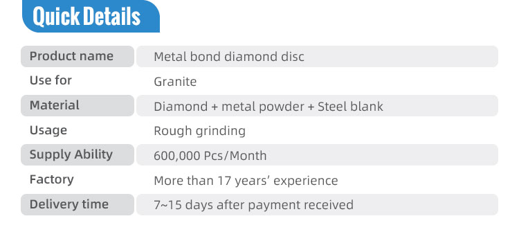 Professional A-Grade Sintered Diamond Metal Disc for Granite Slab Manual Polishing