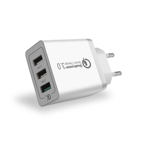 3 Port USB Wall Chargers 240VAC 60Hz QC 3.0 For Travel EU US Adapter ROHS