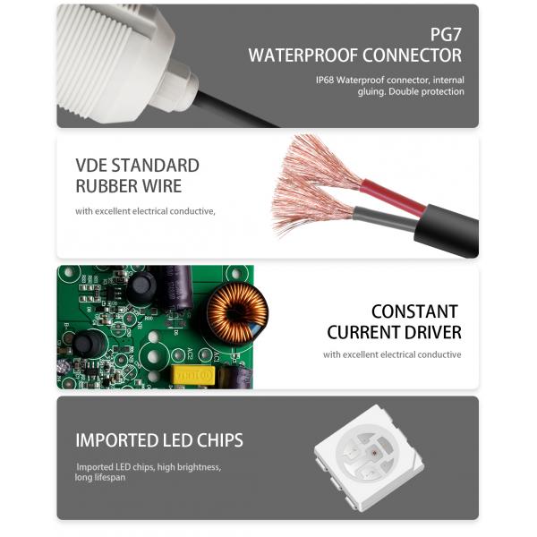 3W 70LM Led Swimming Pool Lights SMD5050 ABS RGB 280ma Dimmable