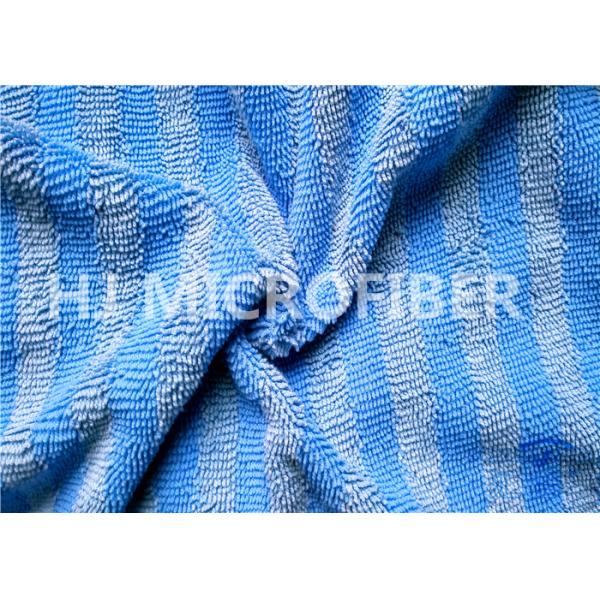 Warp Knitted Blue Microfiber Twisted Pile Fabric For Rag / Duster , Polyester Fabric