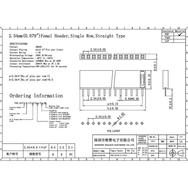 Straight Double Row Header Connector Green 2.54 Mm Female Header 10 Pin