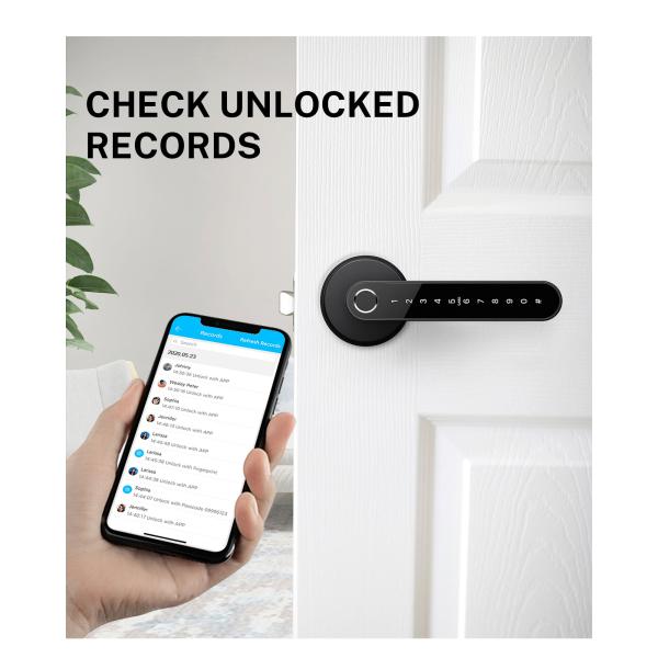 WiFi App Smart Fingerprint Door Handle Lock Identification Time 0.1S