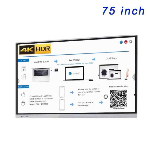 4K LCD Interactive Flat Panel 75 Inch electronic whiteboard classroom with smartboard