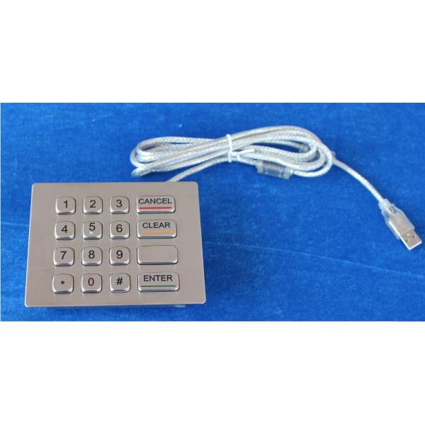 4x4 IP67 Panel Mount Numeric Keypad Vandal Proof Stainless Steel