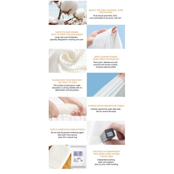 White Disposable Bath Towel Hotel Bath Towel 200gsm Plain Design For Home Hotel Use