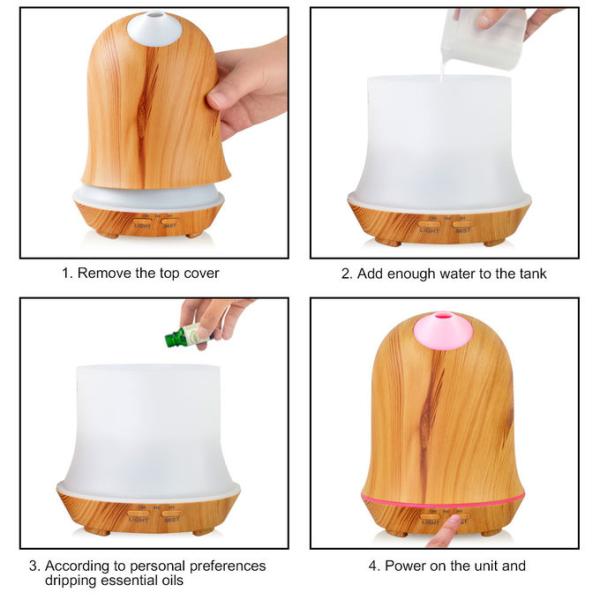 7 Color LED Light Changing Wood Grain Cool Mist Humidifier