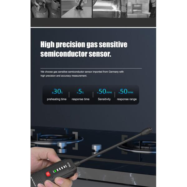 HT66 Gas Leak Detector for Combustible Flammable Natural Methane Gas Visible and Audible Alarm