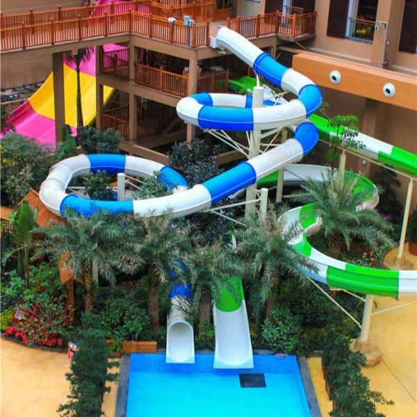 Giant Water Park Accessories Fiberglass Water Slide with 10.8m Platform Height for Outdoor / Indoor Aqua Park