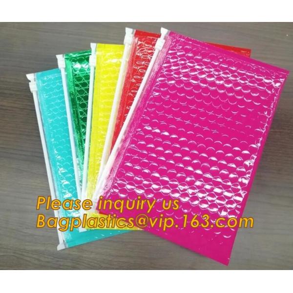Cosmetic Pink Slider Padded Bag/Silver Zip lockkk Bag With Bubble,Padded Envelopes Cheap Aluminium Foil Zip lockkk Holographic