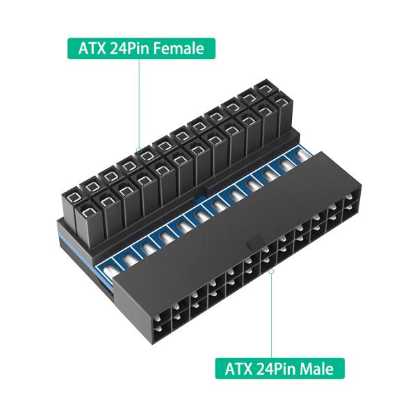 ATX 24Pin 90 Degree 24 Pin To 24pin Power Plug Adapter Mainboard Motherboard Power Connectors Modular For Power Supply