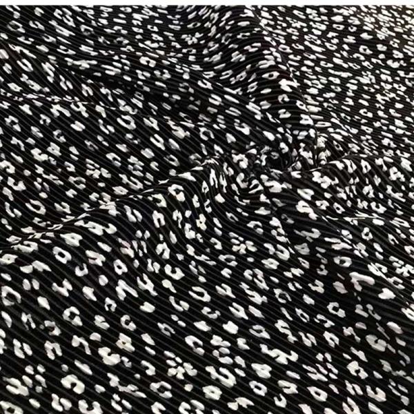 Leopard Pleated Printed Woven Fabrics 150cm