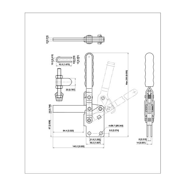 340KG 680LBS Bolt Retainer Vertical Handle Toggle Clamp