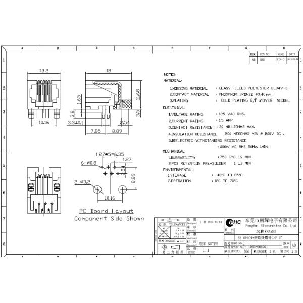 6P6C / 6P4C / 6P2C / RJ11 RJ45 Jack , Telephone Modular Jack Full Plastic Single Port Female Network