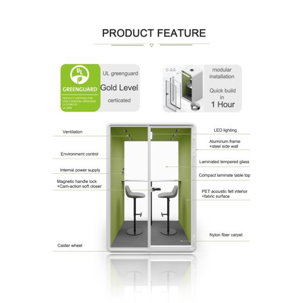 2300x1785x2338mm Size Steel Frame Acoustic Interior Meeting Pod Silent Booth for Office