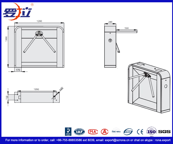 Bi - Directional Tripod Turnstile Gate 3 Arm With Access Control System