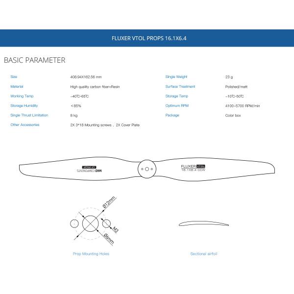 16.1x6.4 Inch FLUXER Vertical takeoff and landing drone propellers
