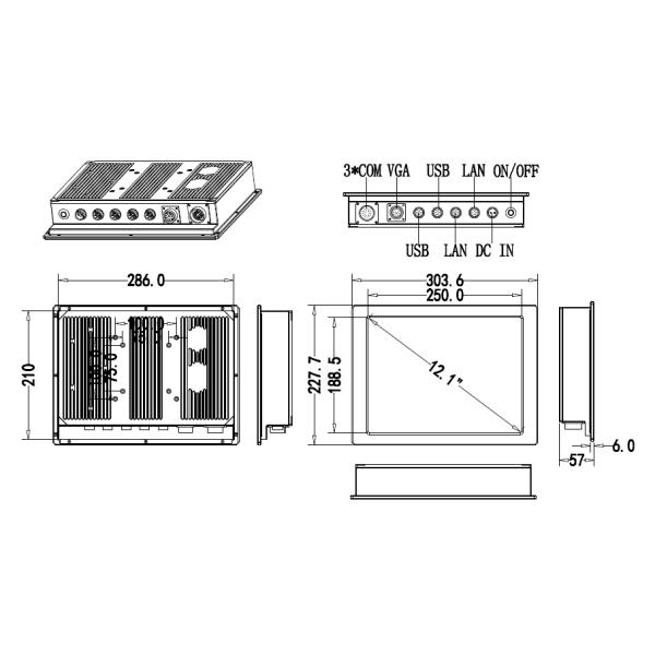 5 Wires Resistive Touch Panel Pc , Industrial Touch Screen Computer 12 Inch Fanless
