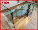 Floating Staircase VK48C Tempered Glass LED Light strip StringerBeech Tread