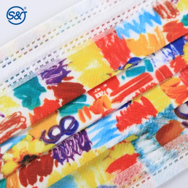 S&J Daily use custom printed face mask 3 ply Non woven adult kids disposable facemask masks with custom logo