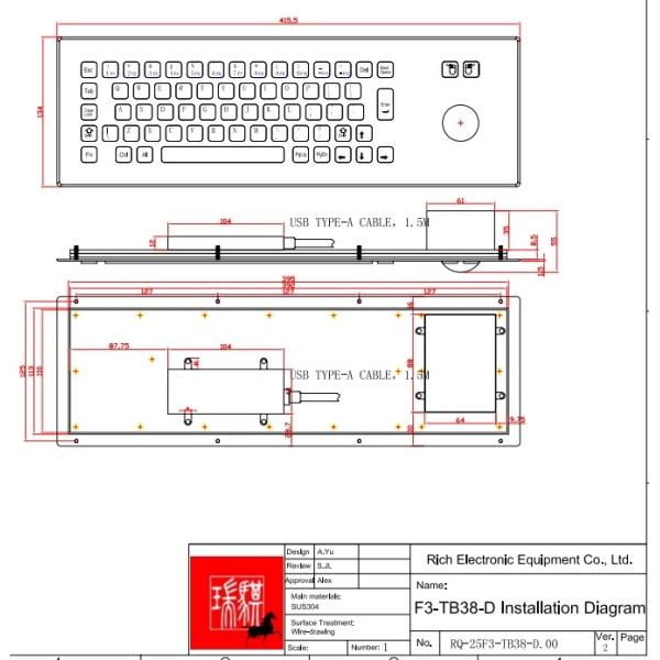 kiosk IP65 / IK07 WATERPROOF DUSTPROOF Explosion Proof Industrial Keyboard SUS304 Front Panel Mounted -40℃